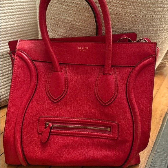 Celine luggage tote red with gold hardware - Picture 1 of 9
